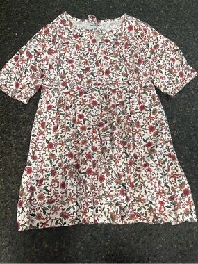 Old Navy White Orange Green Floral Paisley Tie-Neck Boho Little Girls Tent Dress
